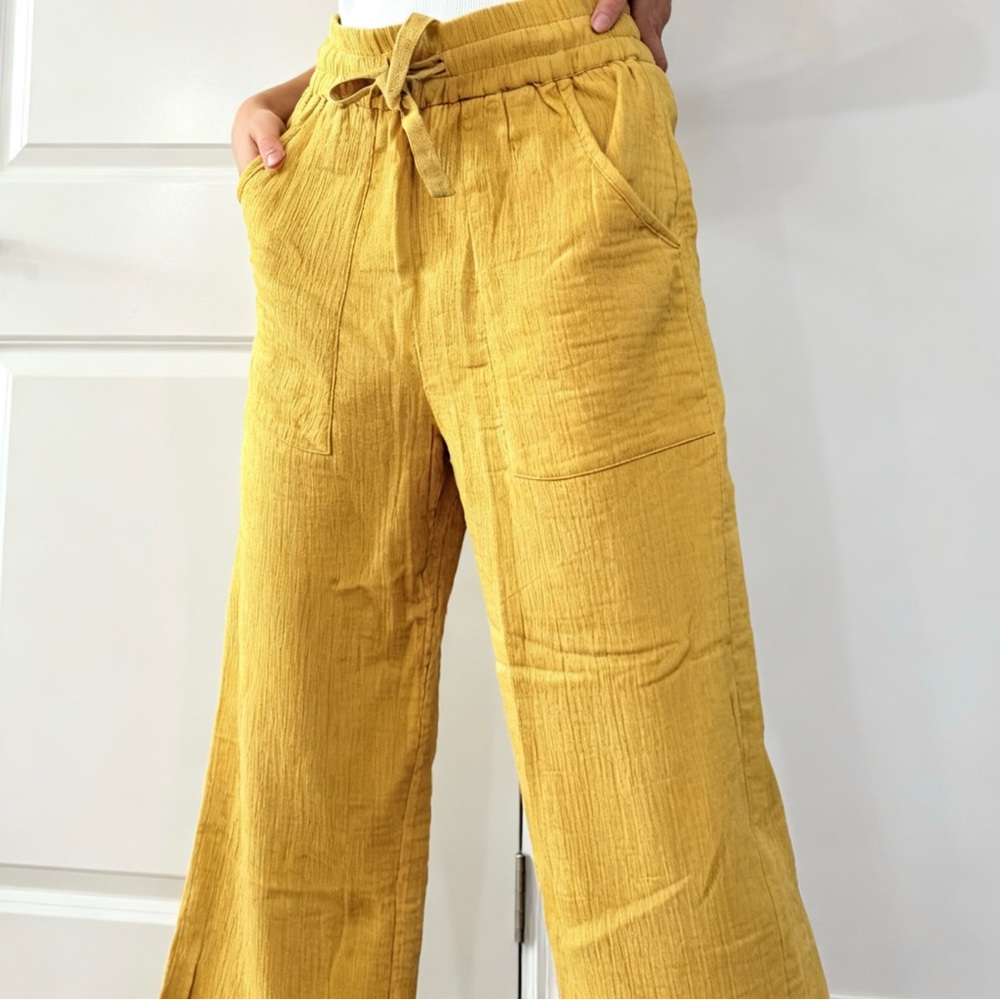 Women's Mustard Yellow Wide-Leg Pants